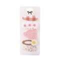5-piece set of cute floral and checkered fabric hair clips for girls on display card - 5M (5 Pcs/Pack)