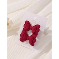 Set of two burgundy velvet 3D butterfly hair clips for girls on white display card - Wine Red (2A-17)