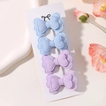 Set of four double-layered cotton linen butterfly hair clips in light blue and purple colors - Blue Purple Two-color Set (4F)