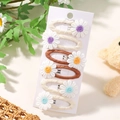 6er-Set Gänseblümchen-Haarspangen mit gewebter Textur und Stickerei für Mädchen - Dunkelbraun Gänseblümchen (6B)