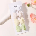 Set of 4 double-layered 3D cotton linen butterfly hair clips in soft pastel colors - White Yellow Green Set (4J)