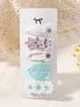 Set of 5 embroidered daisy hair clips with lace and floral patterns for girls - 5BD (5 Pcs/Pack)
