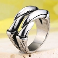 Anillo de garra de lobo punk retro en acero inoxidable plateado con diseño gótico animal - US 7 / Color Acero