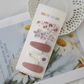 Adorable 5-piece floral and embroidery hair clip set for girls on a handmade display card - 5P (5 Pcs/Pack)