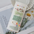 5-piece forest green floral and bow hair clip set for girls on handmade display card - 5T (5 Pcs/Pack)