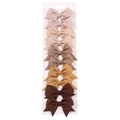 Set de 10 mini pinzas para el pelo con lazos de falla para bebés en tonos tierra - Estilo Degradado Tono Tierra (10o)