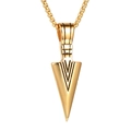 Collana con ciondolo a freccia dorata lucida con incisione a V e catena box - Pendente Singolo Oro