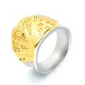 Two-tone stainless steel royal flush poker ring with micro-pave crystals for men - US 7 / Two-tone (Gold & Silver)