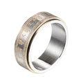 Anillo giratorio de acero inoxidable con bordes dorados y grabado de mantra sánscrito - US 7 / Bicolor (Oro y Plata)