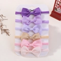 Lot de 6 bandeaux élastiques pour bébé avec nœuds en ruban gros-grain en violet et rose - Style 6H
