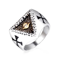 Anillo punk para hombre en plata con el ojo de la providencia dorado y diamante brillante - US 7 / Bicolor (Oro y Plata)