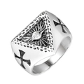 Anillo punk gótico de acero con diseño de triángulo del Ojo que todo lo ve y circón - US 7 / Color acero