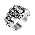 Anello punk gotico con teschio in acciaio al titanio da uomo con design a rilievo osseo - US 7 / Color Acciaio