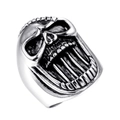 Retro punk style stainless steel skull ring with a vintage silver finish for men - US 7 / Steel