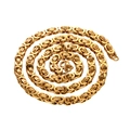 Close-up of golden Byzantine weave stainless steel chain necklace with lobster clasp - Single Byzantine Chain Style