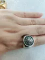Anillo de sello vintage para hombre con cabeza de león en acero inoxidable plateado - US 7 / Color Acero