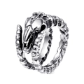 Gothic punk men's ring with silver sheep skull and spine bone texture stainless steel - US 7 / Silver