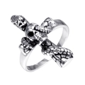 Vintage gothic snake and skull ring in stainless steel for men with punk details - US 7 / Steel