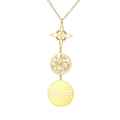 Golden stainless steel Witch Knot and Pentagram triple pendant necklace for men and women - Style 2 Gold