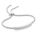 Poliertes silbernes Titanstahl-ID-Armband mit verstellbarer Seilkette für Damen - Silber
