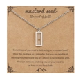 Silver mustard seed necklace with transparent pendant on faith inspired card - Rectangle - Silver