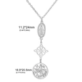 Silver stainless steel triple pendant necklace with Wiccan knot and pentagram symbols - Style 5 Silver