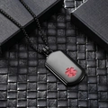 Schwarze Edelstahl-Halskette mit medizinischem Notfall-Anhänger und rotem Stern - Schwarz Rotes Logo Mit Kette