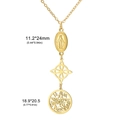 Golden stainless steel necklace featuring Celtic knot, Virgin Mary medal, and pentagram charms - Style 5 Gold