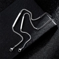 Zilveren roestvrijstalen ID-armband met graveerbare rechthoekige plaat en venetiaanse ketting - Heren Lange Stijl / Zilver