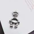 Pendentif ours argenté articulé en acier titane poli pour collier tendance au style urbain - Pendentif Uniquement / Argenté