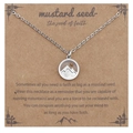 Silver mustard seed necklace with mountain pendant and white pearl shell backing - Shell Circle - Silver