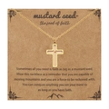 Golden stainless steel cross necklace with a mustard seed on a craft gift card - Cross-Gold