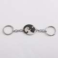 Zweiteilige Yin-Yang-Katzen-Schlüsselanhänger aus Edelstahl für Paare in Schwarz-Silber - Yin Yang Katze Rund Ineinandergreifend / Rundstil (Schwarz + Silber)