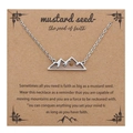 Silver mountain peak mustard seed necklace variant displayed on gift card packaging - Mountain - Silver