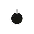 Minimalist matte black stainless steel circular pendant with silver metal bail attachment - 30mm Round Plate / Black