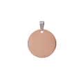 Polished rose gold round stainless steel pendant tag with silver connector loop - 30mm Round Plate / Rose Gold