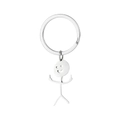 Funny stickman middle finger keychain in polished stainless steel for backpacks - Polished