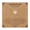 Silver heart mustard seed necklace with a real seed on an inspirational kraft paper card - Heart - Silver