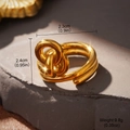 Detail view of interlocking golden double rings on stone with dimension 2.3cm x 2.4cm - Interlocking Double Loop Gold Ring (STR-BC0209-5400)