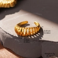 Detailed view of croissant dome ring showing 2.4cm diameter and 0.81cm width - Vintage Croissant Threaded Open Gold Ring (STR-BC0244-5400)