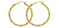 Gepolijste gouden gedraaide hoepeloorbellen met minimalistische naaldsluiting van staal - Klein / Gouden Stijl (30mm)