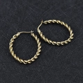 Boucles d'oreilles créoles torsadées dorées en acier titane au style vintage - Corde Torsadée 2 Brins (Or 30mm)