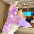 Purple ice cream floating bottle keychain with silicone strap and glitter sequins - Ice Cream Bubble Style / Purple