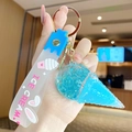 Blue ice cream keychain charm with blue cone and ice cream silicone hand strap - Ice Cream Bubble Style / Blue