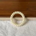 Lucky clover pattern spiral hair tie with cute coconut dots summer style accessory - Beige