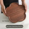 Natural ebony wood flower-shaped serving tray for snacks and fruit, 30cm diameter - Peach Blossom Plate Large 30*30*2 cm