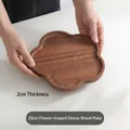 Elegant 20cm flower-shaped ebony wood serving tray with 2cm thickness for snacks - Peach Blossom Plate Small 20*20*2 cm
