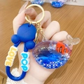 Creative polar bear ocean liquid quicksand keychain with a blue whale charm - Ocean Heart Blue Whale - Little Red Fish / Individually Wrapped in OPP Bag