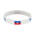 White silicone Haiti national flag wristband with blue text and official colors - 47 Haiti