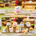 Cute Shiba Inu and Pomeranian blind box desk ornament in artistic wood-carved resin finish - A002 Cute Pets Rush Forward Box 8 / Full Box Set